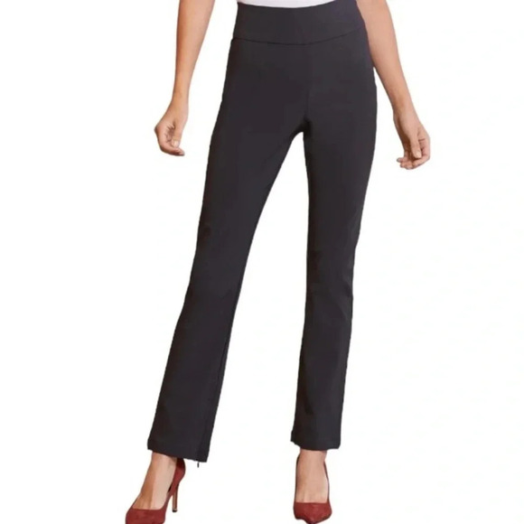 Good American The Exec Pant Black Straight leg Ankle zip Size L NWT Stretch - Picture 15 of 15